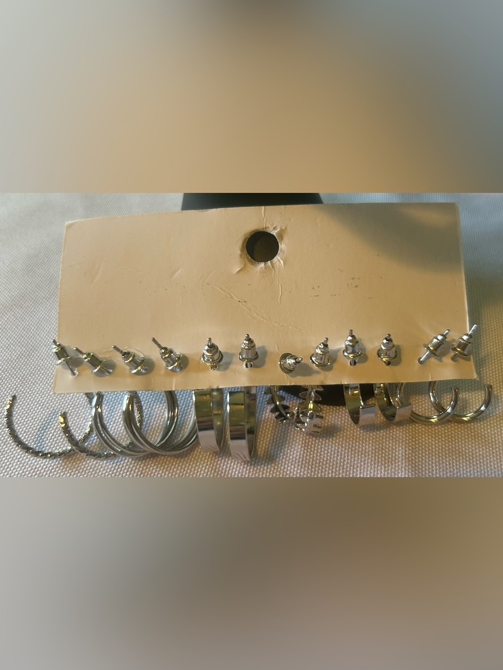 Fashion Jewelry 6 pair Silver-Tone Mixed Hoop Earring Set - Picture 2 of 2